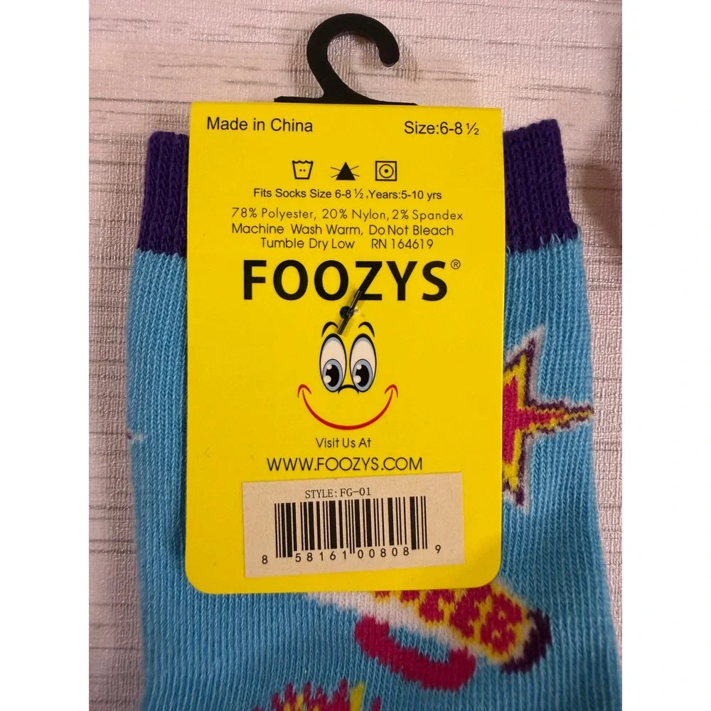 Foozys Kids Crew Socks 3 Pair Pack Cheerleader Watermelon Cupcake Size 6-8.5
